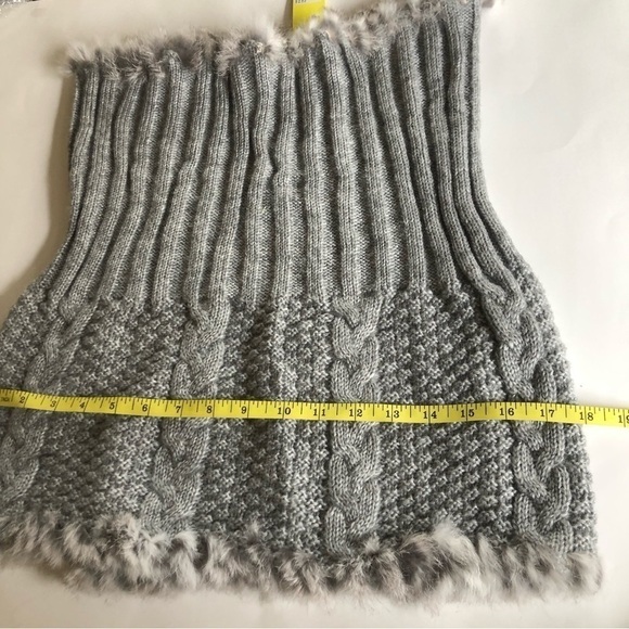 Catherine Malandrino Mohair Rabitt Fur Accents Cable Knit Ribbed Infinity Scarf - Picture 4 of 10